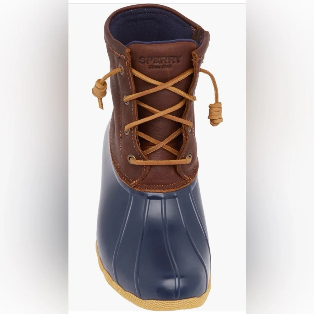 Sperry NWT Saltwater Duck boots navy blue & tan women’s 7